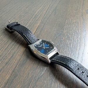 Kenneth Cole New York KC1860 Men’s Blue Sunray Dial Tonneau Watch - Leather